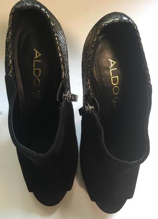 Ботильоны aldo 38 р, чёрные со стразами на высоком каблуке на молнии7 фото