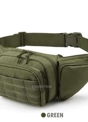 Тактическая нагрудная поясная сумка бананка на пояс из molle зеленая green.1 фото