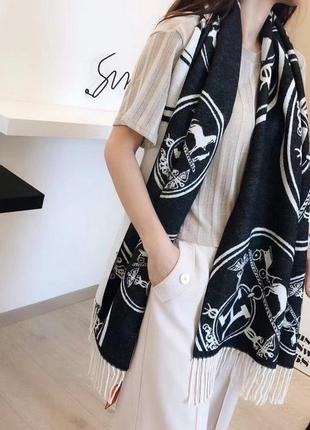 Теплый шарф палантин платок в стиле hermes гермес