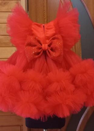 Красное нарядное детское платье 2