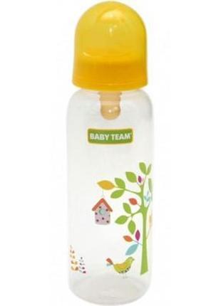 Пляшка для годування baby team з латексною соскою, 250 мл 0+ жовтий (1310_жовтий)2 фото