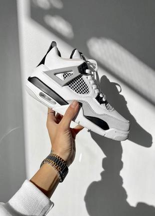 Прекрасные кроссовки nike air jordan 4 retro military black premium белые с серым 36-45 р
