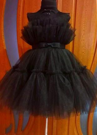 Черное нарядное детское  платице