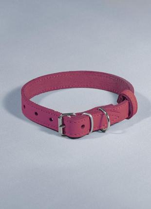 Кожаный ошейник для собак "весна" ширина 12 мм. длинна 20-25см розовый