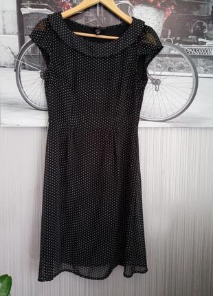 Милое легкое летнее шифоновое платье в мелкий горошек размер хс-с