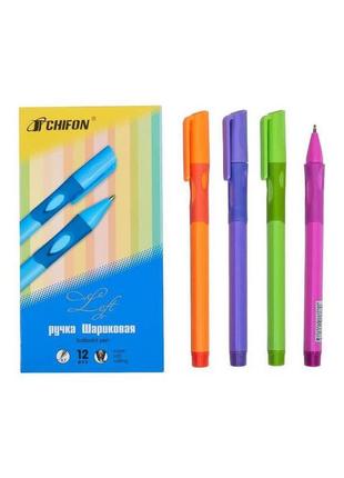 Ручка синяя масляная chifon color-it 1361sp упаковка 12 шт