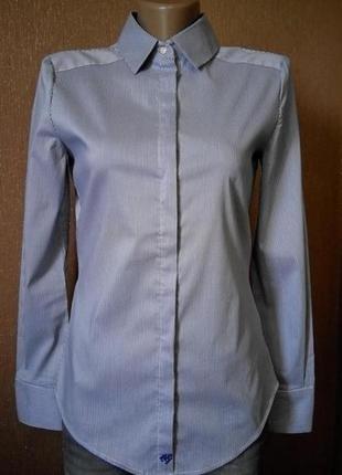 Рубашка силуэт оксфорд mango синяя мелкая полоска 6/87 фото