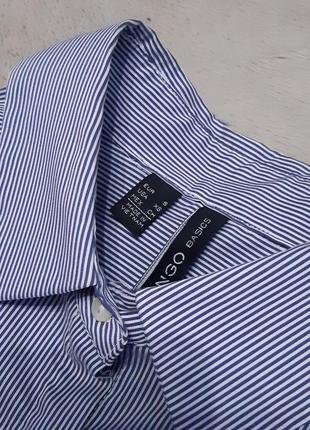 Сорочка силует оксфорд mango синя дрібна смужка   6/88 фото