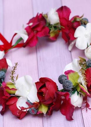 Веночек для свадьбы, фотосессии в бордово-марсаловом цвете2 фото