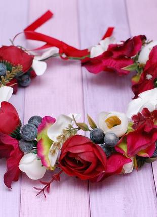 Веночек для свадьбы, фотосессии в бордово-марсаловом цвете3 фото