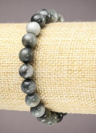 Браслет з натурального каменю соколиний око гладка кулька d-8(+)м