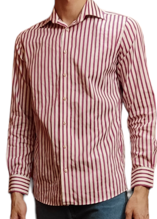 Рубашка мужская tommy hilfiger в полоску оригинал приталенная