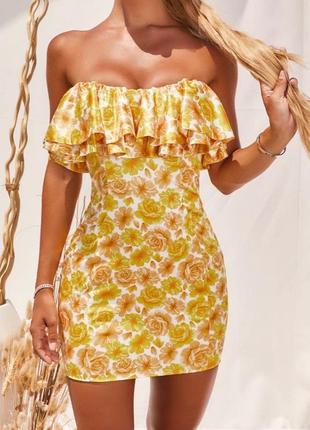 Нежное желтое платье в цветы oh polly,новое🌼3 фото