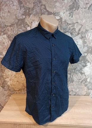 Scotch &amp; soda мужская рубашка темно сине белого цвета в горошек размер s6 фото