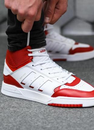 Мужские кроссовки adidas drop step high white red / smb