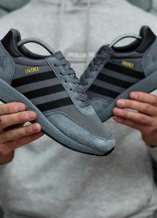 Мужские кроссовки adidas iniki grey black / smb