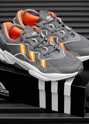 Чоловічі кросівки adidas ozweego grey white orange / smb