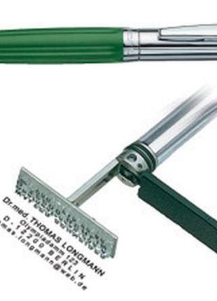 Ручка "хвиля"  з штампом, пластиковий, зелений корпус з металевим наконечником