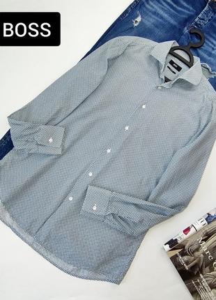 Рубашка мужская белая в синий принт от бренда boss 15.5