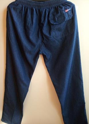Чоловічі літні брюки штани пояс на резинці сині1 фото