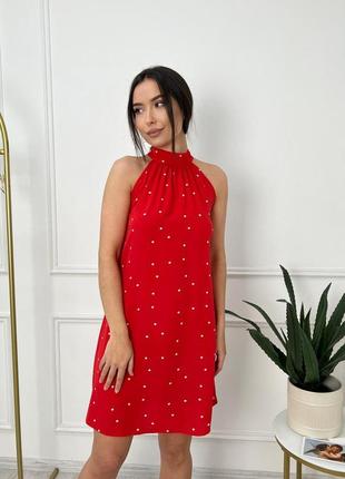Літня сукня-трапеція червоний s-xl4 фото