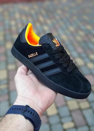 Женские летние кроссовки adidas gazelle черные замшевые кеды адидас газель