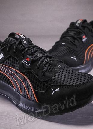 Кроссовки мужские puma rs-x black/orange кожа-сетка6 фото