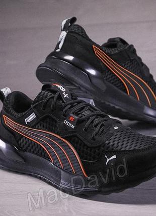 Кроссовки мужские puma rs-x black/orange кожа-сетка3 фото