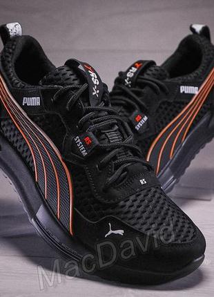 Кросівки чоловічі puma rs-x black/orange шкіра-сітка