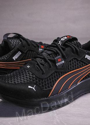 Кроссовки мужские puma rs-x black/orange кожа-сетка10 фото