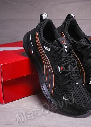 Кроссовки мужские puma rs-x black/orange кожа-сетка4 фото