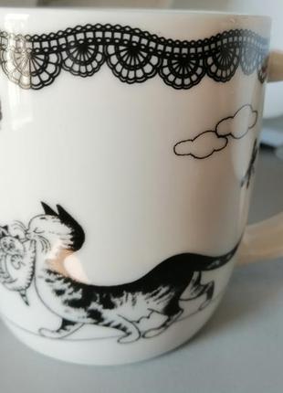 Чашка 360мл коти чорно-біла4 фото
