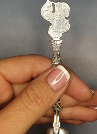 "белочка" серебряная ложка с ювелирной эмалью2 фото