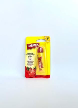 Бальзам для губ в тюбику carmex lip balm «полуниця»1 фото