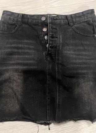 Мини юбка черная джинсовая