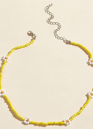 Чокер из бисера ромашки яркое ожерелье бисер8 фото