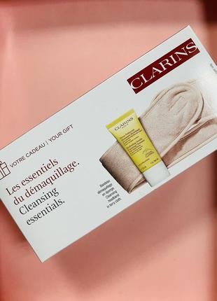 Крутой набор clarins пенка для умывания и косметическая повязка на голову 😍