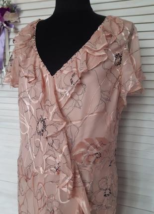 Розкішна пудрова суміш шовку сукня у квіти преміального бренда с collection corneliani3 фото