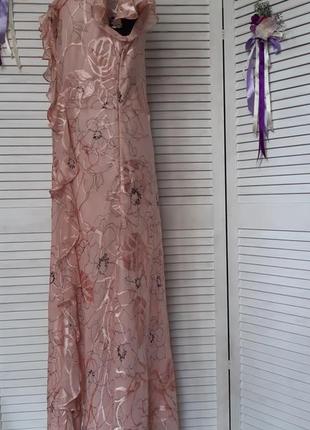 Розкішна пудрова суміш шовку сукня у квіти преміального бренда с collection corneliani4 фото