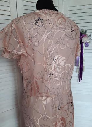 Розкішна пудрова суміш шовку сукня у квіти преміального бренда с collection corneliani6 фото