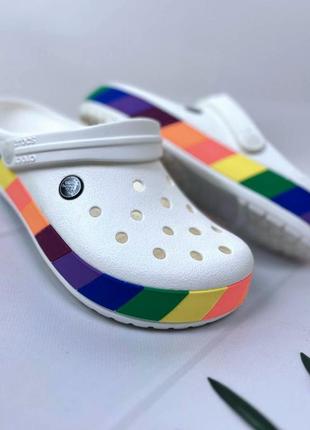 Женские кроксы сабо crocband original rainbow1 фото