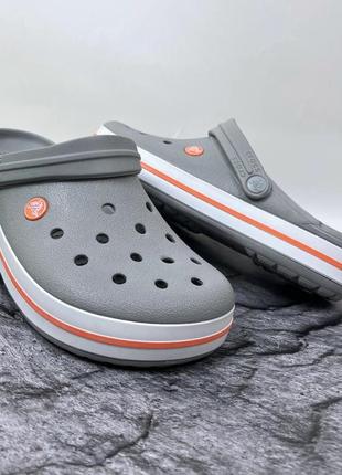 Crocs crocband original light grey/bright coral крокси сабо унісекс