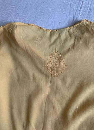 Натуральная желтая легкая блуза -туniка с вышивкой (размер 44-46)3 фото