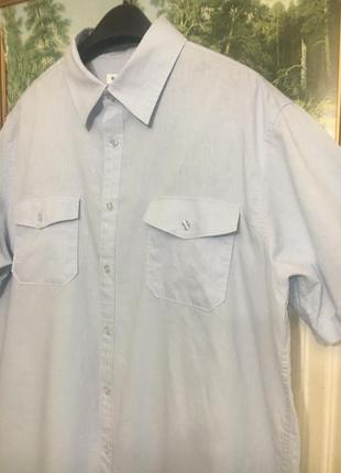 Burton нежно голубая рубашка  лен/хлопок с 2 карманами2 фото