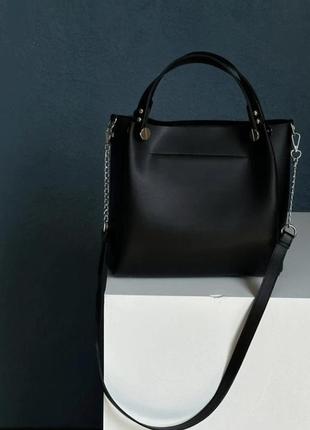 Черное женское вместительная сумка экокожа2 фото