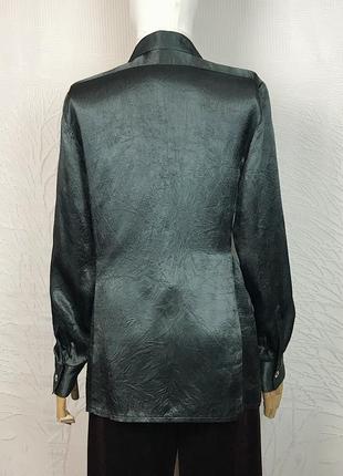 Атласная элегантная изумрудная блуза винтаж атлас3 фото