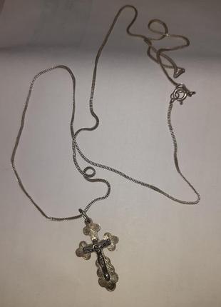 Цепочка серебряная с крестиком