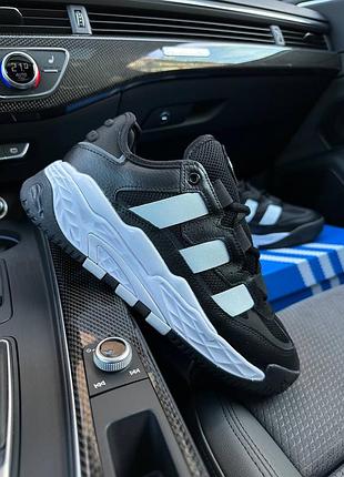 🔥мужские кроссовки adidas originals niteball leather black white