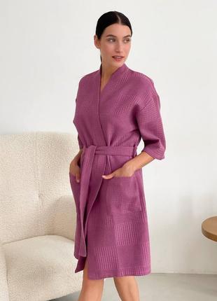 Вафельний халат зі 100% бавовни