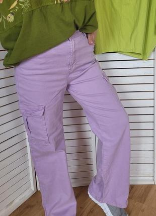 Шикарные джинсы-карго италия-лиловый1 фото